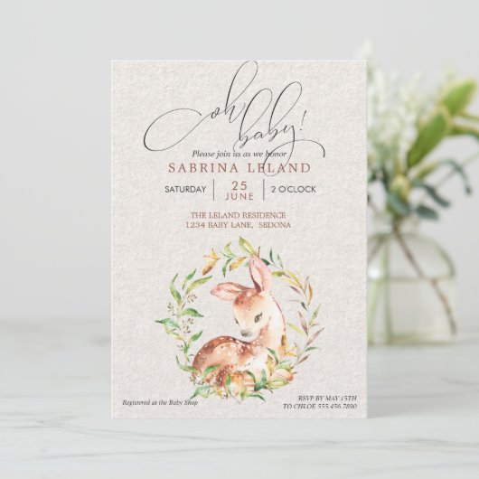 Oh Baby! Baby Shower Herten & Jong in Bladrijke Kr Kaart (Staand voorkant)