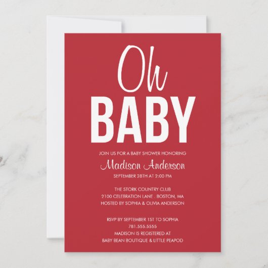 OH BABY. | BABY SHOWER INVITATIONS KAART (Voorkant)