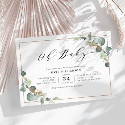 OH BABY | baby shower met eucalyptusgriep Kaart