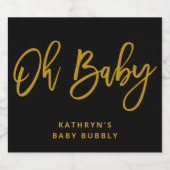 Oh Baby Baby shower Mousserende Wijnfles Etiket (Enkel label)