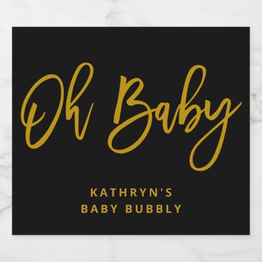 Oh Baby Baby shower Mousserende Wijnfles Etiket (Enkel label)