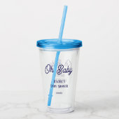 Oh Baby Baby shower Navy Blue Script Gift Favoriet Acryl Drinkbeker (Achterkant)