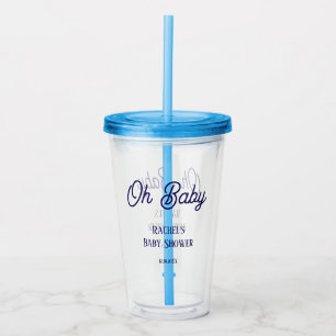 Oh Baby Baby shower Navy Blue Script Gift Favoriet Acryl Drinkbeker