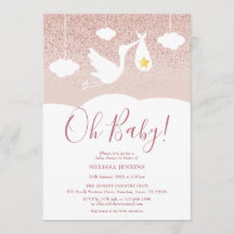 Oh Baby Baby Shower Ooievaar Roze Goud Glitters