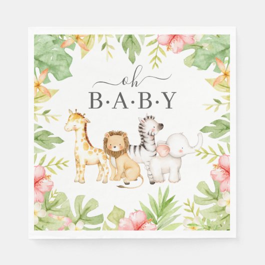 Oh Baby Baby shower Papier Napkins Servet (Voorkant)