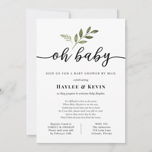 "Oh Baby" Baby shower per post Kaart (Voorkant)