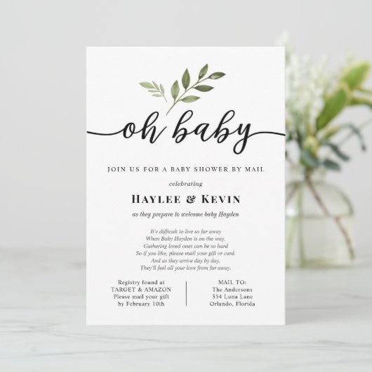 "Oh Baby" Baby shower per post Kaart (Staand voorkant)