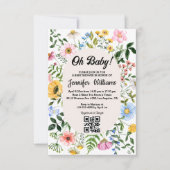Oh baby, baby shower QR code Bloemen Wildbloemen Kaart (Voorkant)