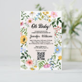 Oh baby, baby shower QR code Bloemen Wildbloemen Kaart (Staand voorkant)