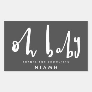 Oh Baby, baby shower Rechthoekige Sticker