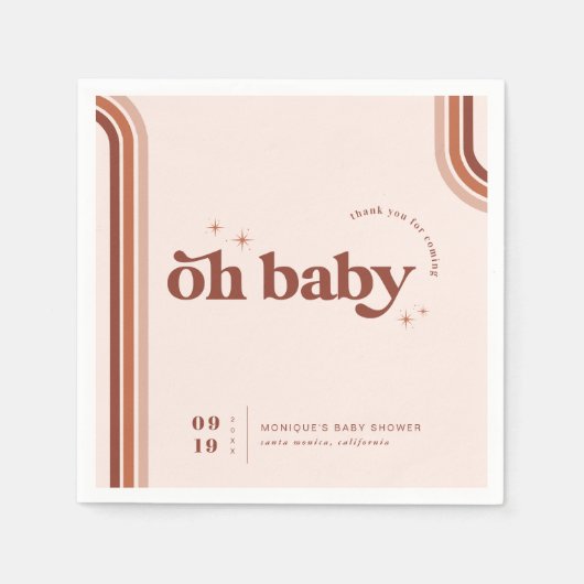 Oh Baby | Baby shower Retro Seventies Servet (Voorkant)
