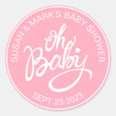Oh Baby Baby shower Sticker - Baby Meisje (Voorkant)