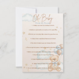 OH Baby, Baby shower Trivia Game, Waar of Onwaar Kaart