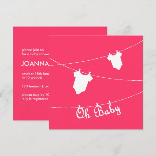 Oh Baby! baby shower Uitnodiging (Voorkant / Achterkant)