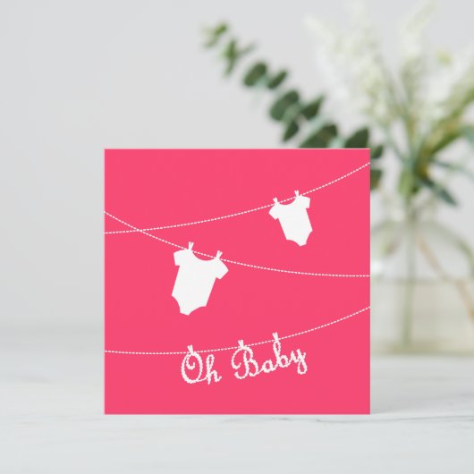 Oh Baby! baby shower Uitnodiging (Staand voorkant)
