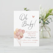 Oh Baby, Baby shower Uitnodiging (Staand voorkant)