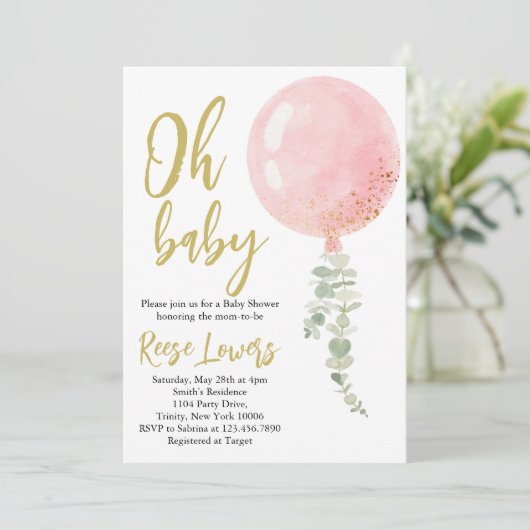 Oh Baby Baby shower Uitnodiging (Staand voorkant)