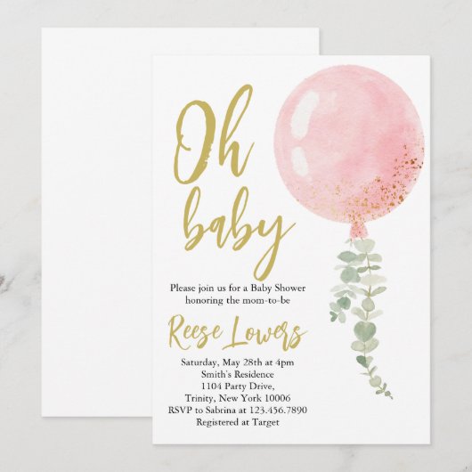 Oh Baby Baby shower Uitnodiging (Voorkant / Achterkant)