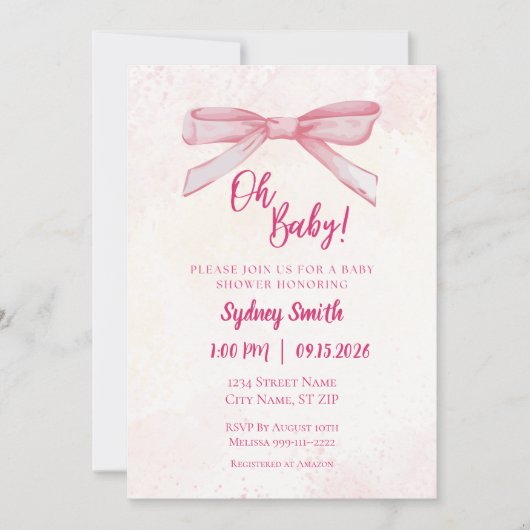 Oh Baby Baby shower Uitnodiging (Voorkant)