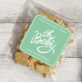 Oh Baby Baby shower Vierkante Sticker - Groen