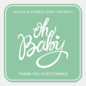 Oh Baby Baby shower Vierkante Sticker - Groen (Voorkant)