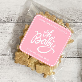 Oh Baby Baby shower Vierkante Sticker - Roze