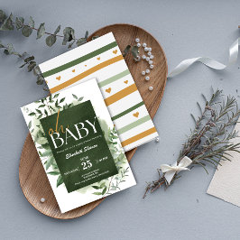 Oh Baby! Baby shower voor Waterverf van groen Kaart
