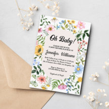 Oh baby, baby shower waterverf Bloemen Wildbloemen