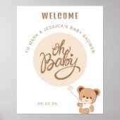 Oh Baby - Baby shower Welkom Poster - Ballon (Voorkant)