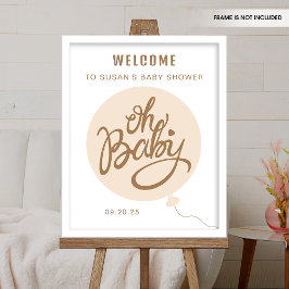 Oh Baby - Baby shower Welkom Poster - Ballon