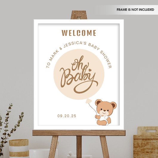 Oh Baby - Baby shower Welkom Poster - Ballon