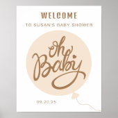 Oh Baby - Baby shower Welkom Poster - Ballon (Voorkant)
