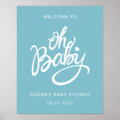 Oh Baby - Baby shower Welkom Poster - Blauw (Voorkant)