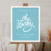 Oh Baby - Baby shower Welkom Poster - Blauw