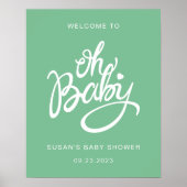 Oh Baby - Baby shower Welkom Poster - Groen (Voorkant)