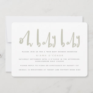 Oh baby baby twin baby shower uitnodiging