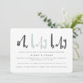 Oh baby baby twin baby shower uitnodiging (Staand voorkant)