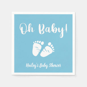 Oh Baby Baby voeten   Boy Blue White Baby shower Servet
