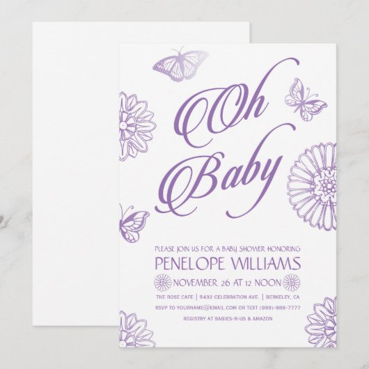 Oh Baby | Babyschoenen | Paars Kaart (Voorkant / Achterkant)