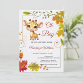 Oh baby babyshower giraffe uitnodiging (Staand voorkant)