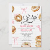 Oh Baby Bagels & Bows Roze Baby shower Brunch Kaart (Voorkant)