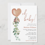 Oh Baby ballon Eucalyptus Terracotta Baby shower Kaart (Voorkant)