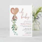 Oh Baby ballon Eucalyptus Terracotta Baby shower Kaart (Staand voorkant)