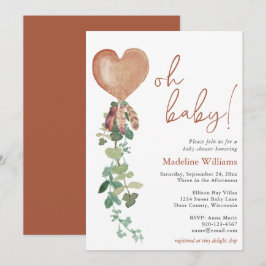 Oh Baby ballon Eucalyptus Terracotta Baby shower Kaart
