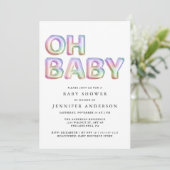 Oh Baby-ballonnen Shower Uitnodiging (Staand voorkant)