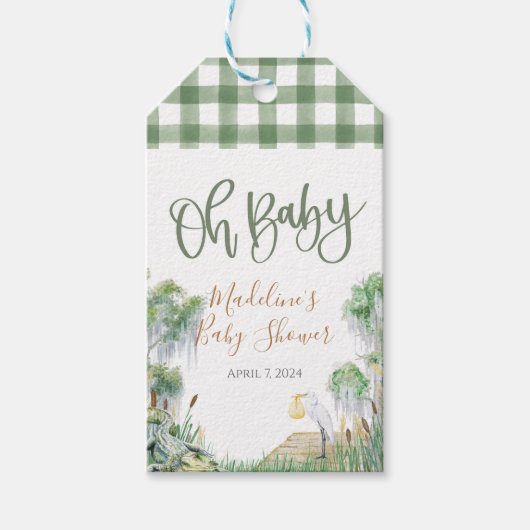 Oh Baby Bayou Swamp Baby shower Cadeaulabel (Voorkant)