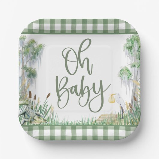 Oh Baby Bayou Swamp Baby shower Papieren Bordje (Voorkant)