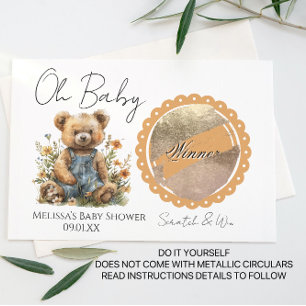 Oh Baby Bear Bloemige Baby Shower DIY Kraslot Aankondigingskaart