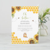 Oh Baby Bee Honey Baby shower Invitation Kaart (Staand voorkant)