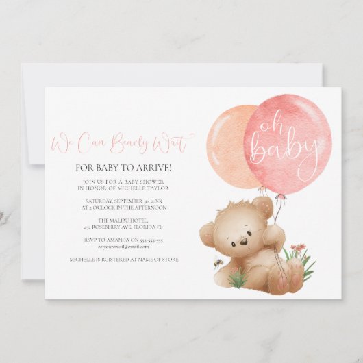 Oh Baby Beer & de Uitnodiging van het Baby shower  (Voorkant)